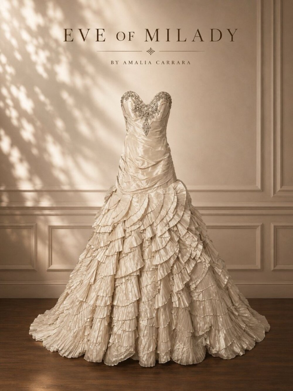 Amalia Carrara 301 Eve of Milady Silk Taffeta Trumpet Wedding Gown Beaded Sz 12